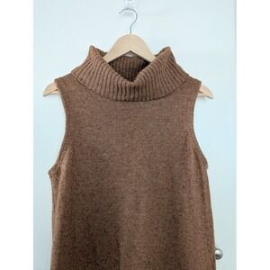 Brown Wool Blend Turtleneck Sleeveless Sweater Preppy Layering Womens L J. Crew